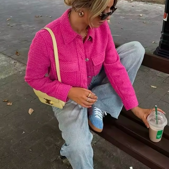 Pink Textured Jacket - Picture 4 of 4